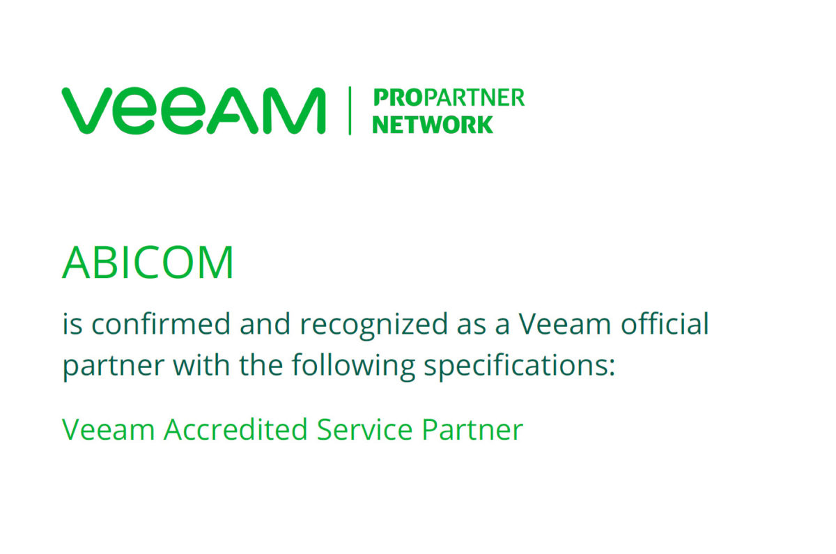 Abicom partenaire Français accrédité VASP (Veeam Accredited Service Partners)